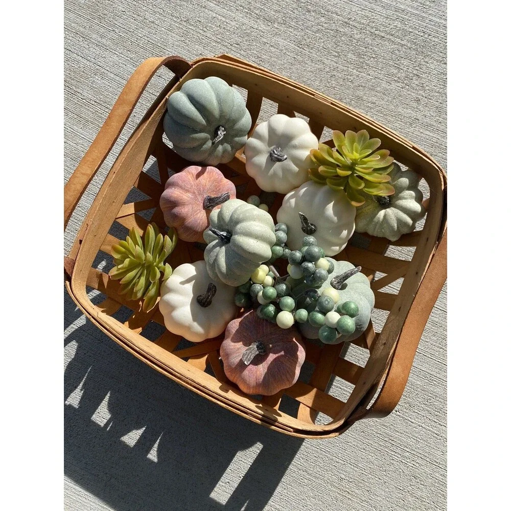 Fall Autumn Thanksgiving Gourds Succulents Pumpkin Bowl Fillers Berries Tabletop - Picture 4 of 6